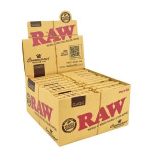 Raw - Classic King Size Slim Natural Unrefined Hemp Connoisseur papers w/ Tips